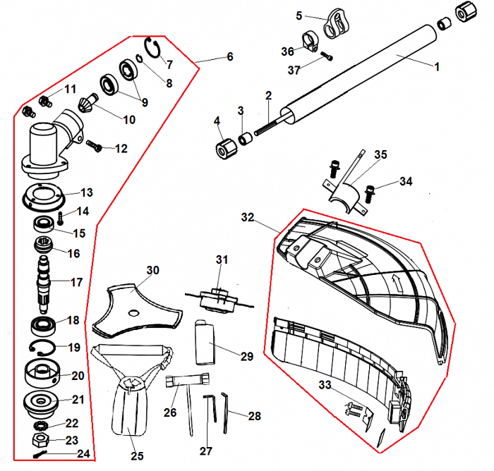 6 РЕДУКТОР - КОЖУХ ТРИММЕР CHAMPION Т447-2